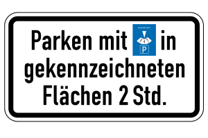 VZ 1040-33: Parken mit Parkscheibe