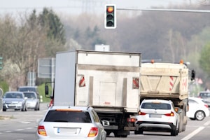 Der Mindestabstand von einer Ampel beträgt bei LKWS 10 Meter.