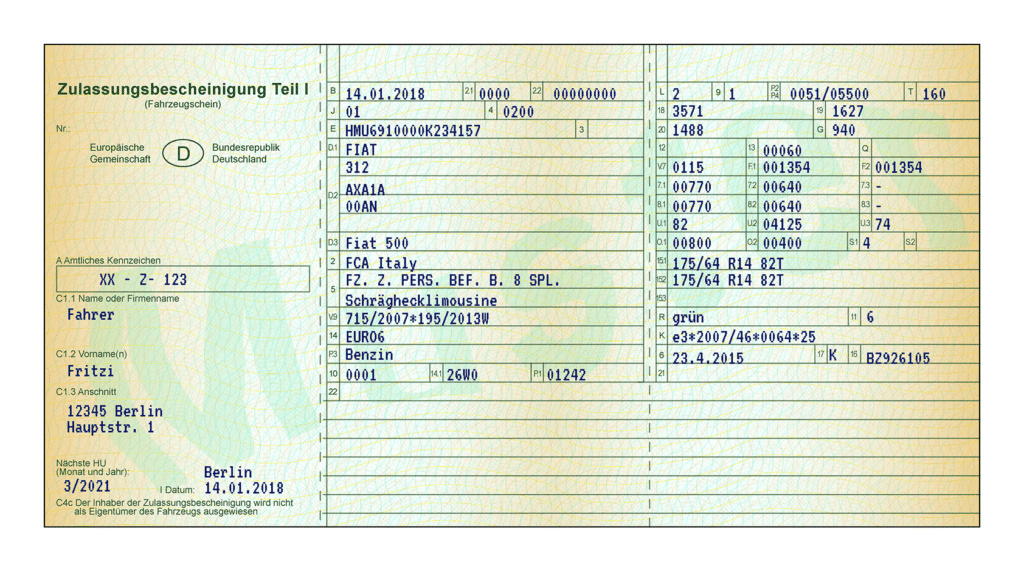 Muster eine Zulassungsbescheinigung Teil 1