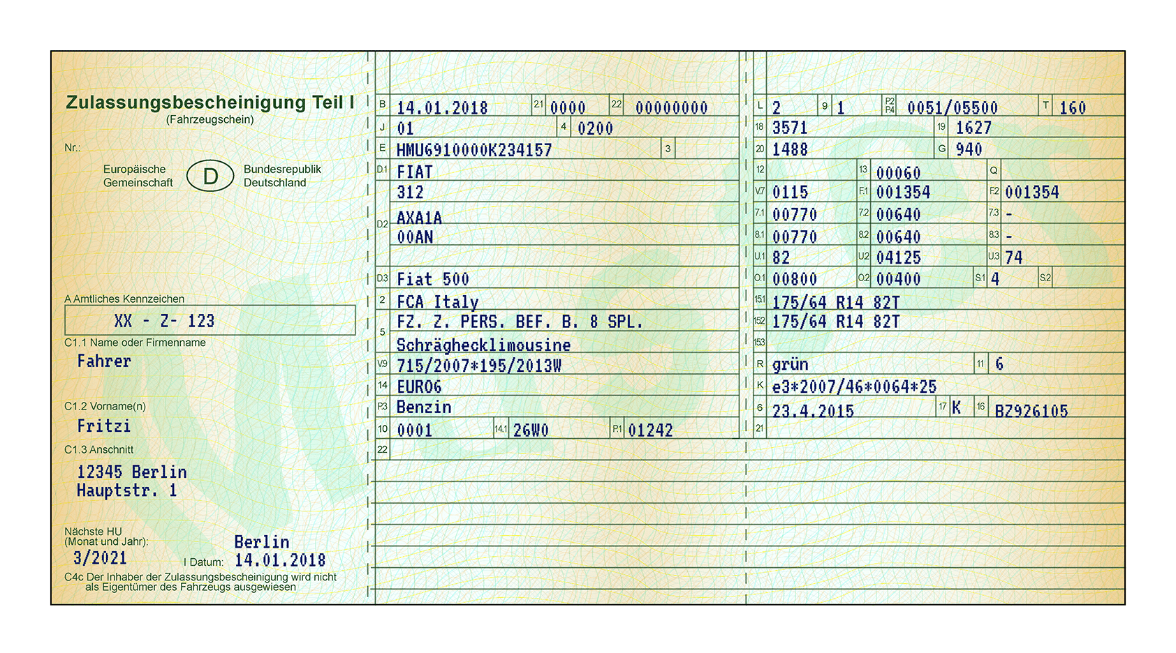 Zulassungsbescheinigung Teil 1 Adresse ändern Fahrzeugschein richtig lesen: Was bedeutet was?